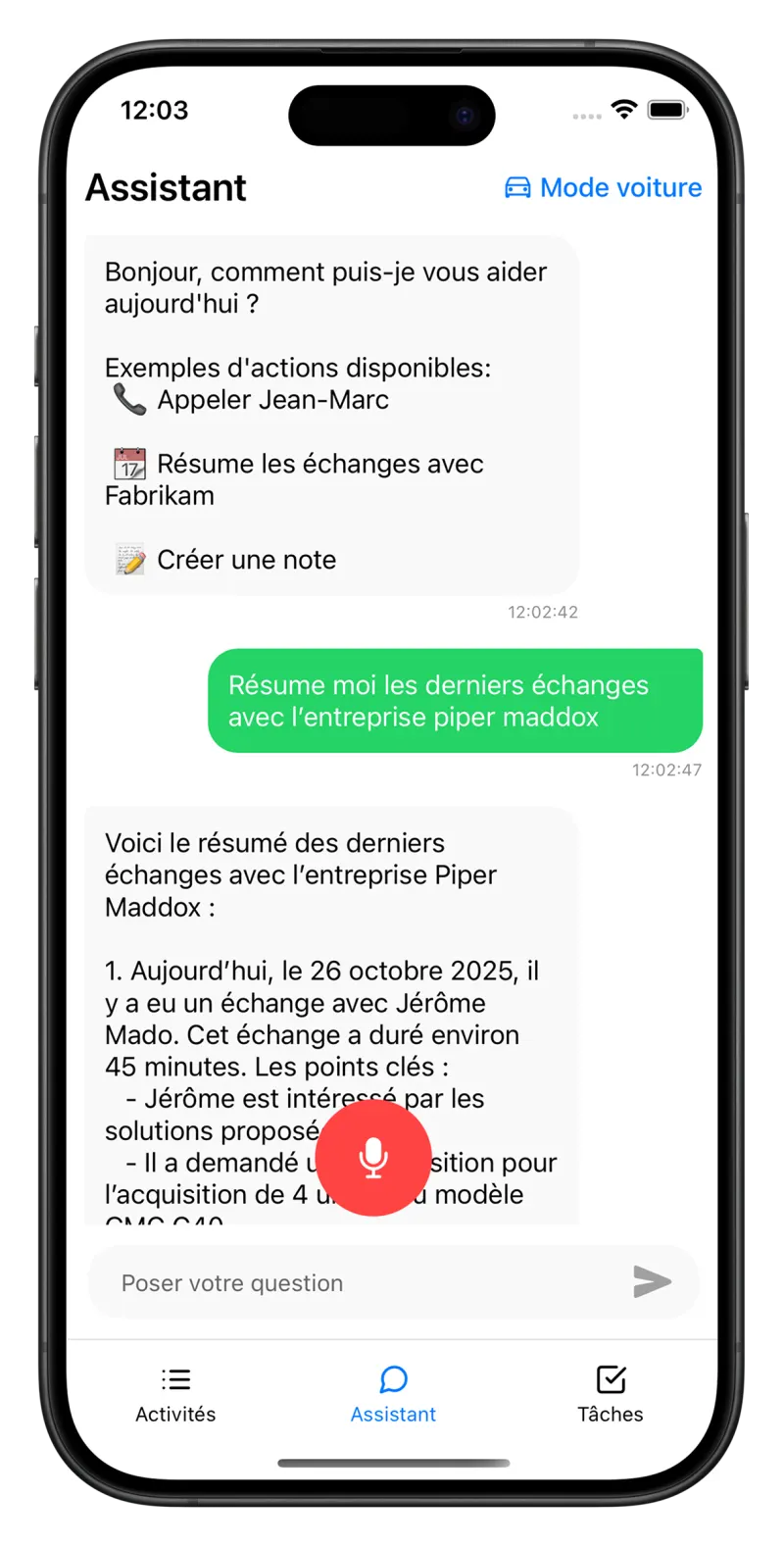 Capture du standard téléphonique IA Trustlead
